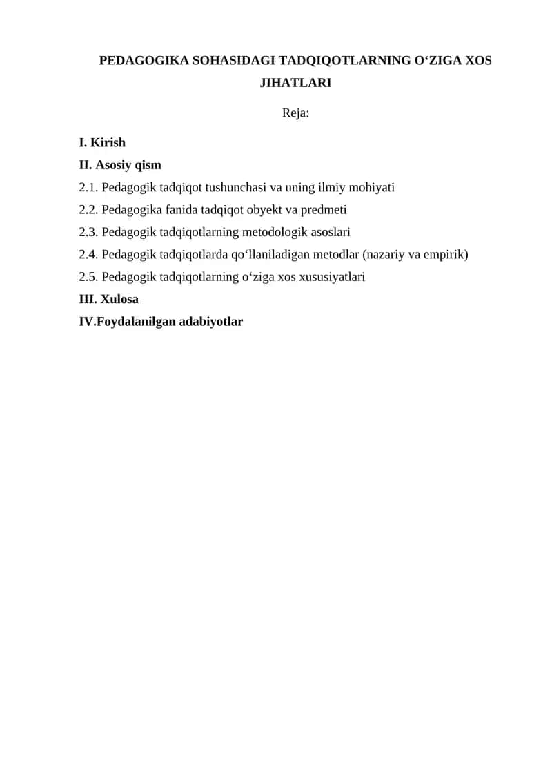 PEDAGOGIKA SOHASIDAGI TADQIQOTLARNING O‘ZIGA XOS JIHATLARI 1