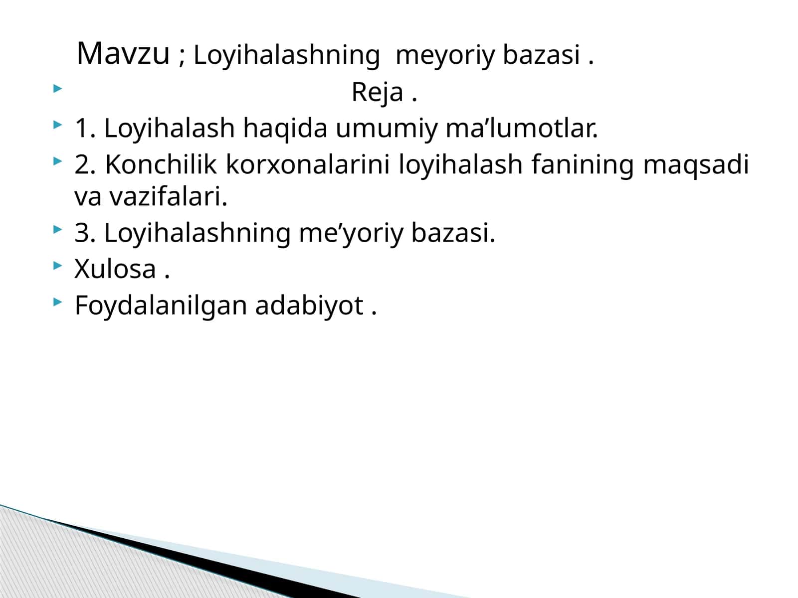 Loyihalashningmeyoriybazasi 1
