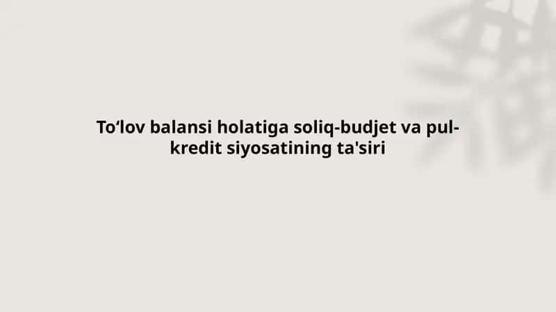 Toʻlovbalansiholatigasoliq-budjetvapul-kreditsiyosatiningta'siri 1