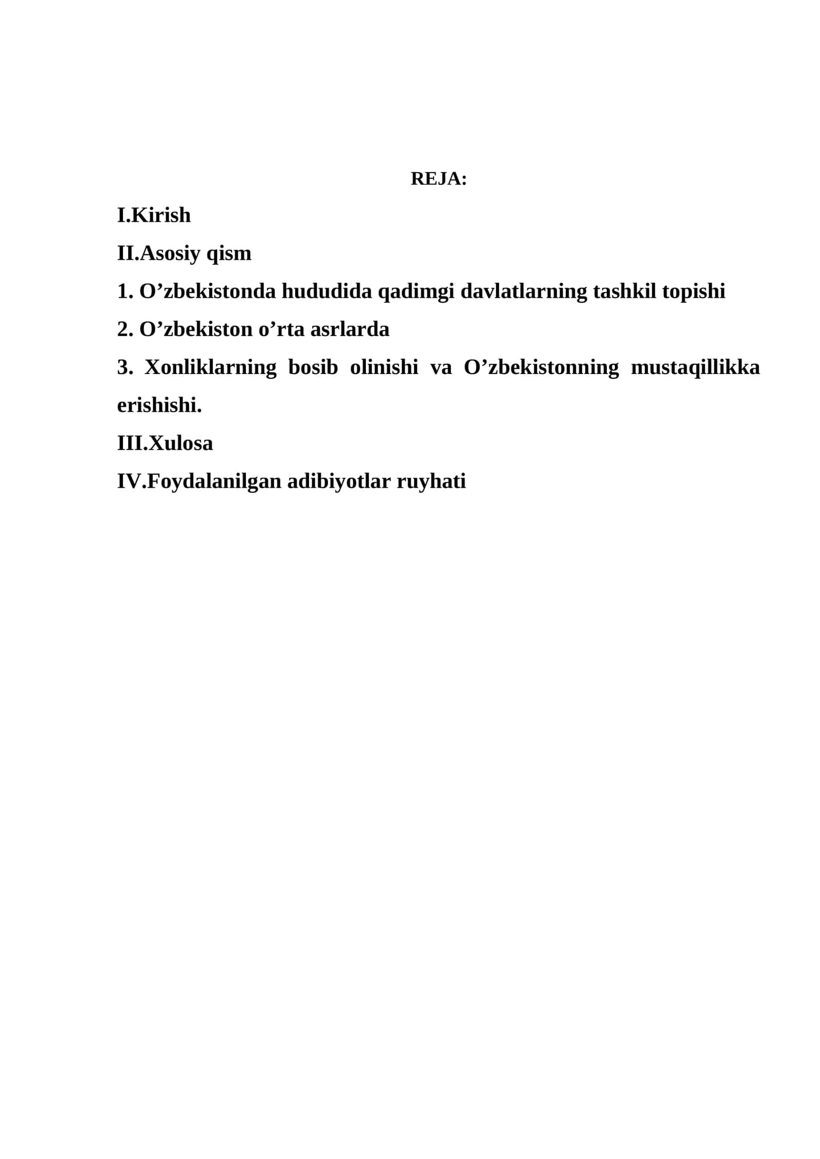 O‘zbek davlatchiligining tarixiy bosqichlari (O‘zbekiston hududidagi davlatlar tarixi misolida) 1
