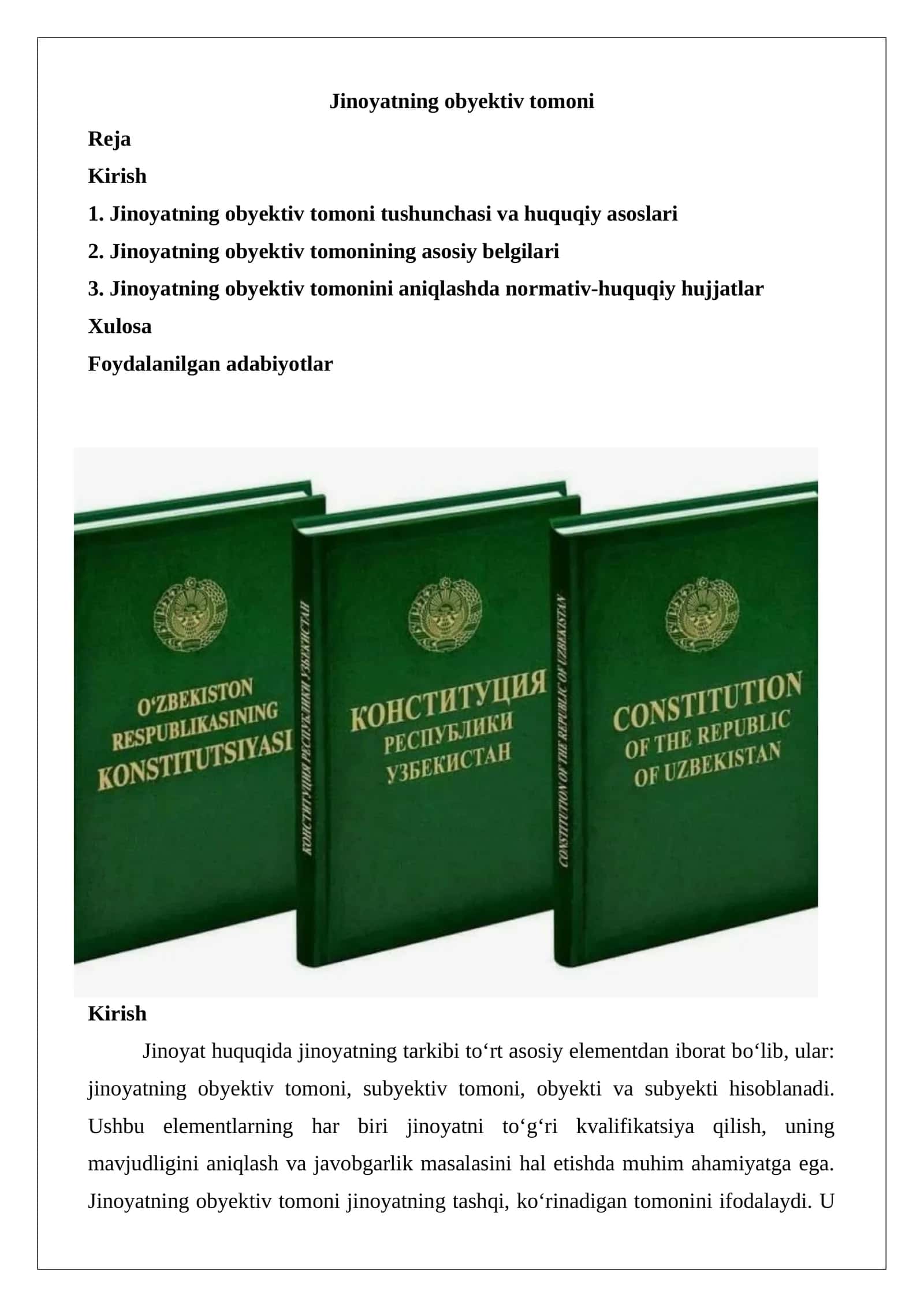 Jinoyatning obyektiv tomoni 1