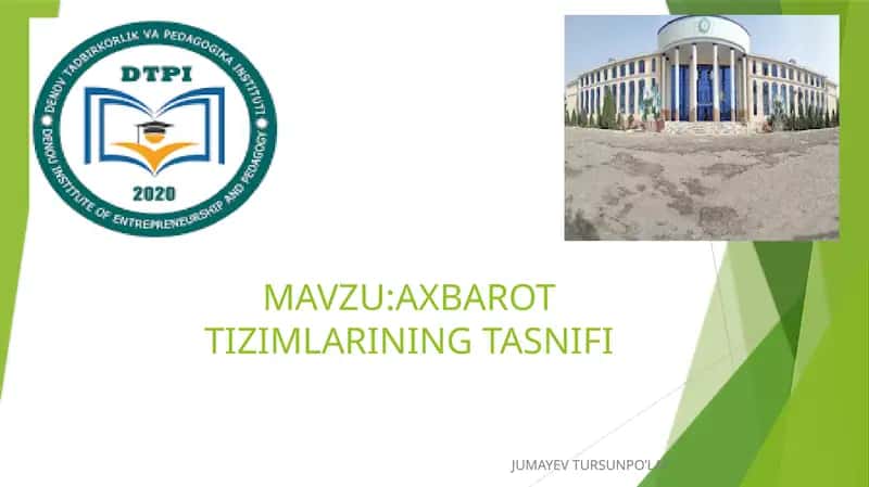 AXBAROT TIZIMLARINING TASNIFI 1