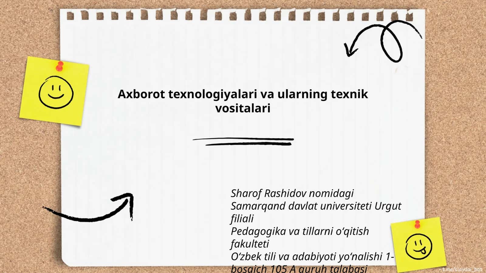 Oʻzbek tili va adabiyoti yoʻnalishi 1-bosqich 105 A guruh talabasi 1