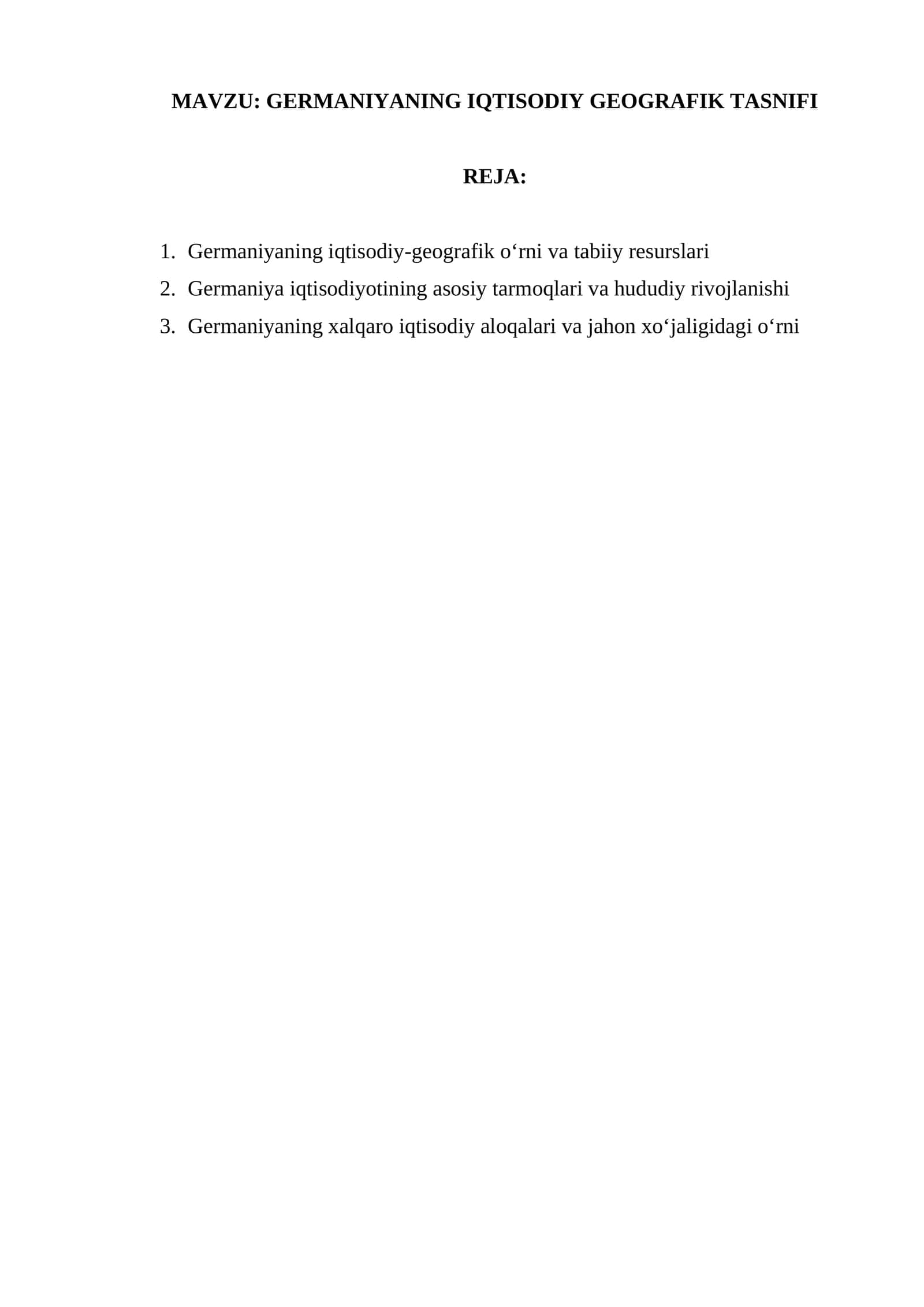 GERMANIYANING IQTISODIY GEOGRAFIK TASNIFI 1