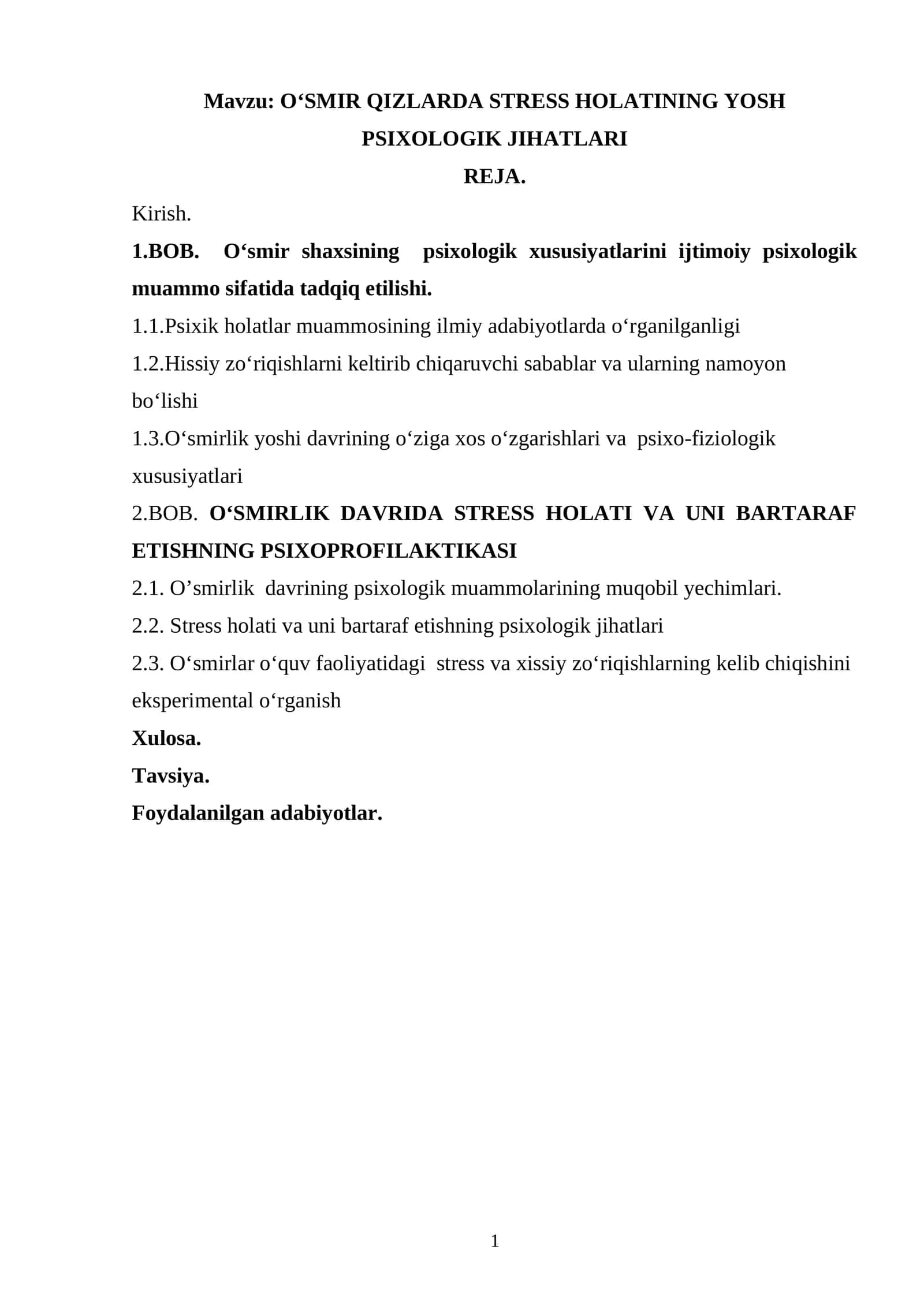 Oʻsmir qizlarda stress holatining yosh psixologik jihatlari 1