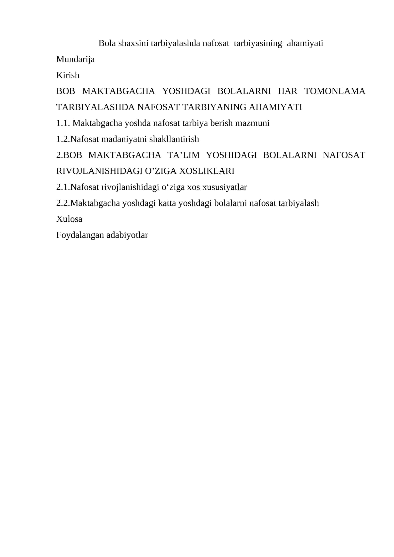 Bola shaxsini tarbiyalashda nafosat tarbiyasining ahamiyati 1