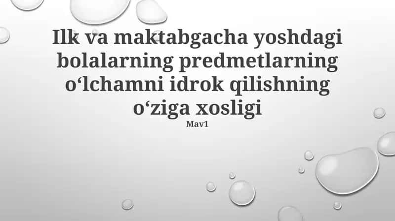 Maktabgacha yoshdagi bolalarning idroki 1