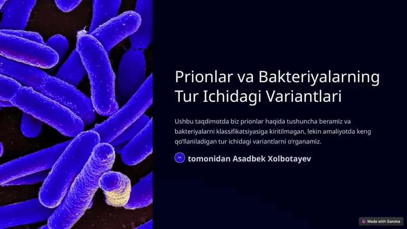 Prionlar va Bakteriyalarning Tur Ichidagi Variantlari 1