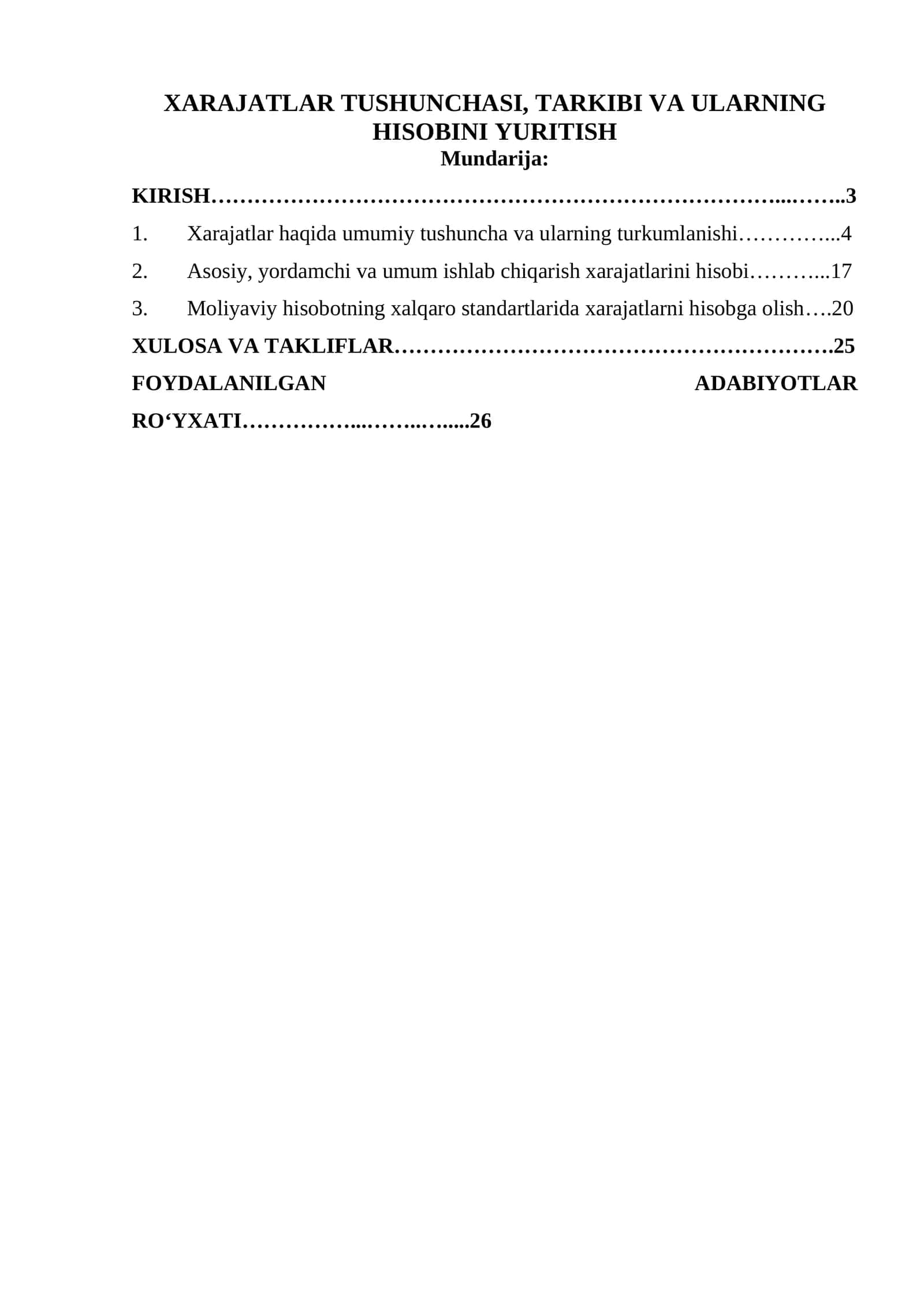 XARAJATLAR TUSHUNCHASI, TARKIBI VA ULARNING HISOBINI YURITISH 1