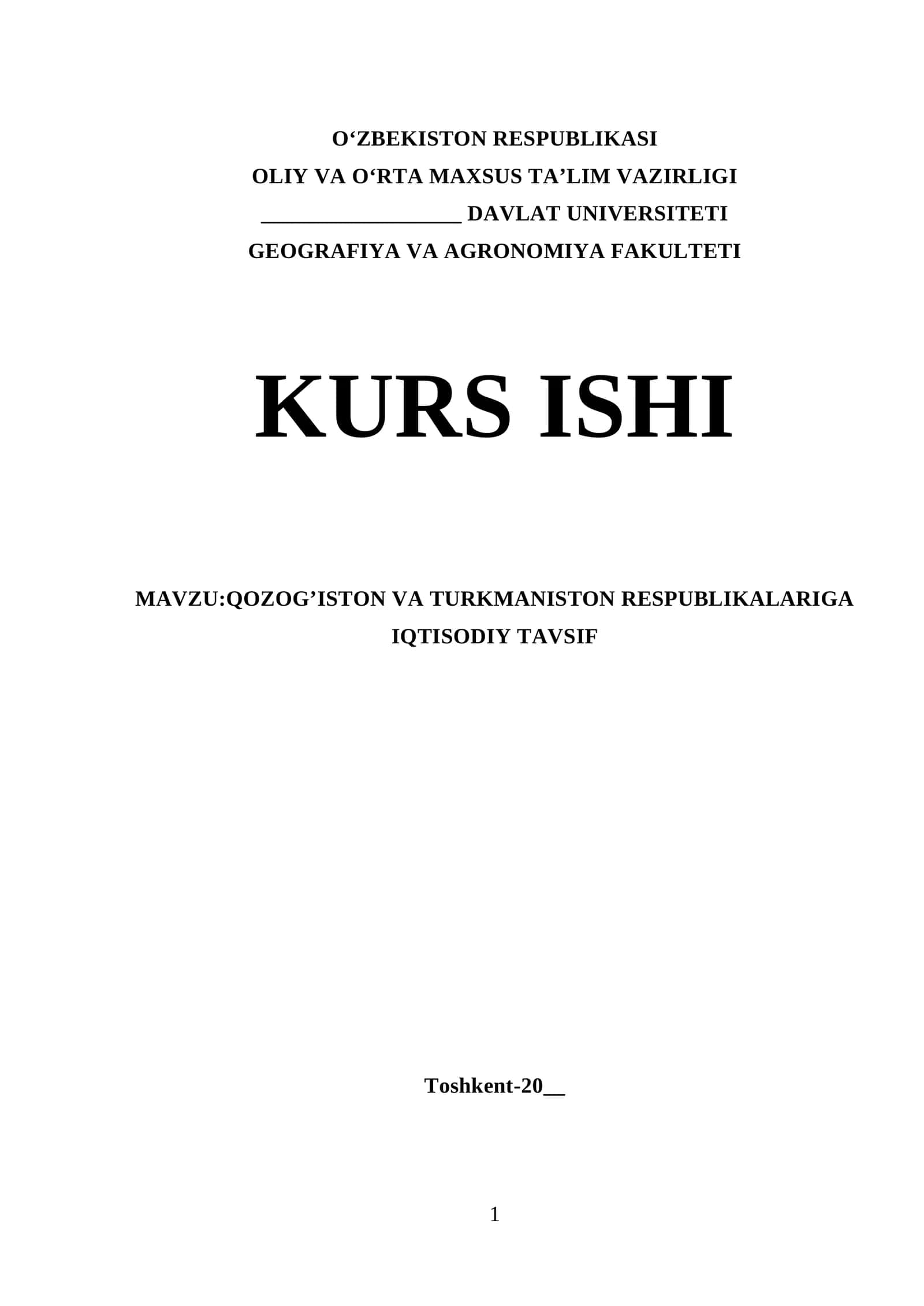 QOZOG’ISTON VA TURKMANISTON RESPUBLIKALARIGA IQTISODIY TAVSIF 1