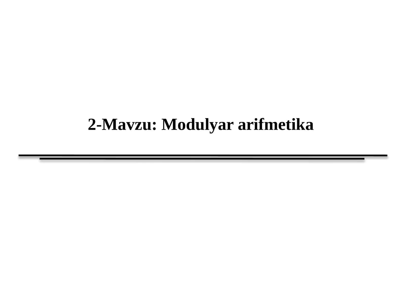 Modulyar arifmetika 1