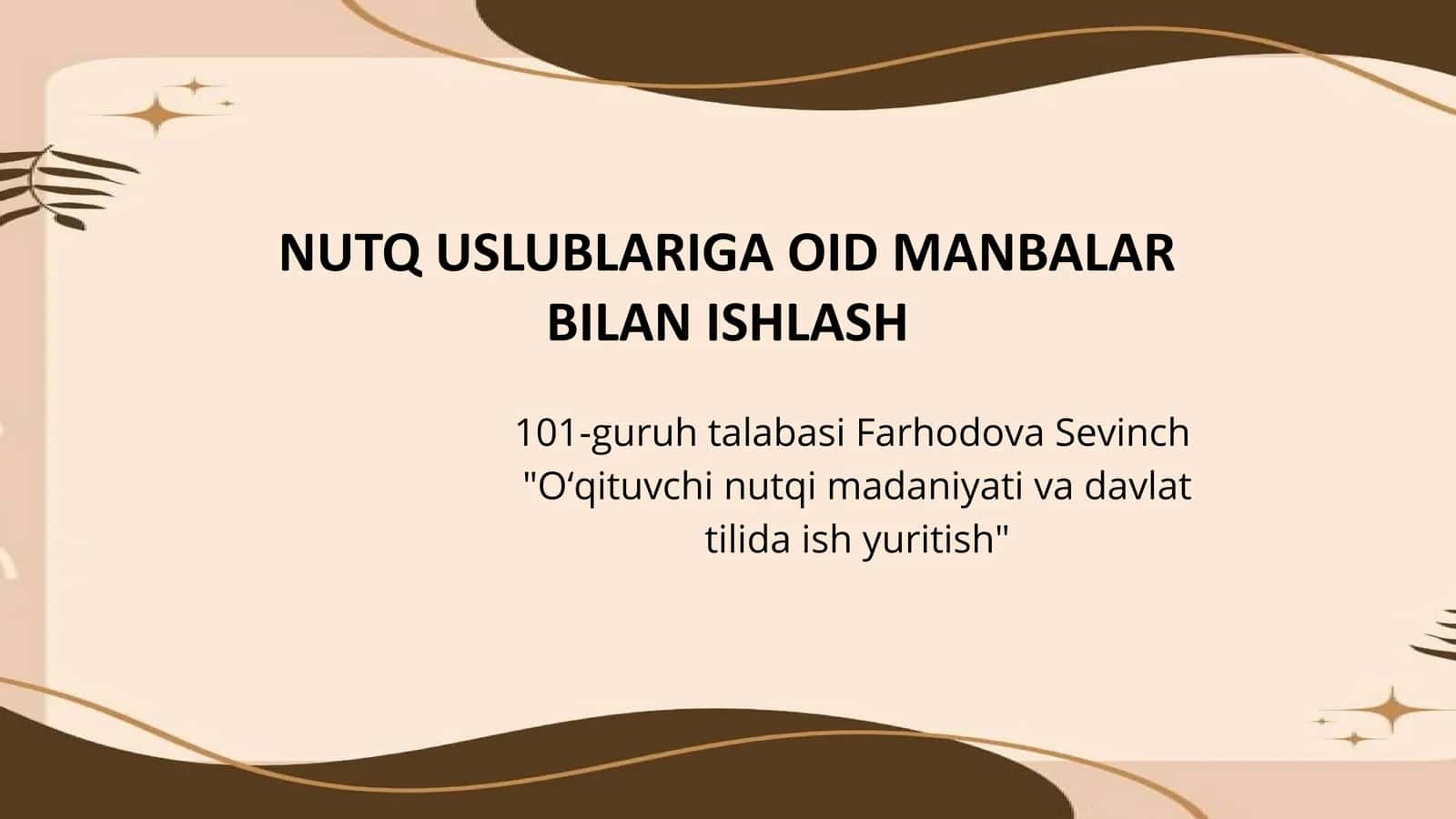 Nutq uslublariga oid manbalar bilan ishlash 1