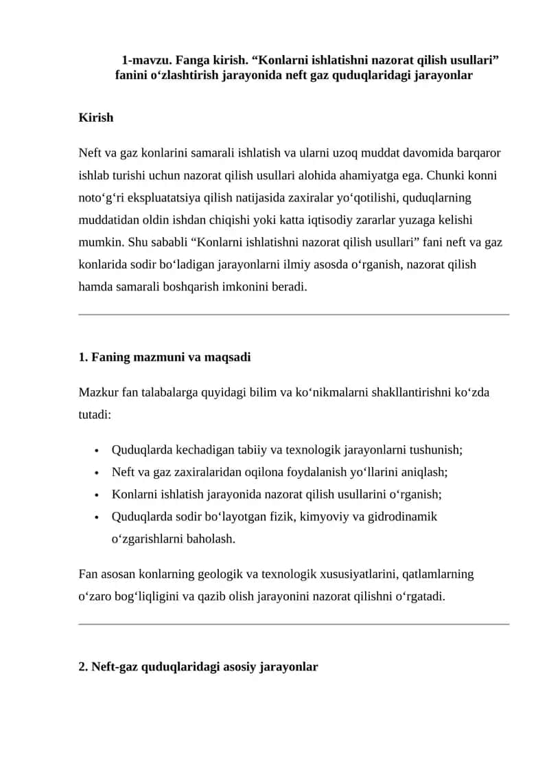 Konlarni ishlatishni nazorat qilish usullari 1