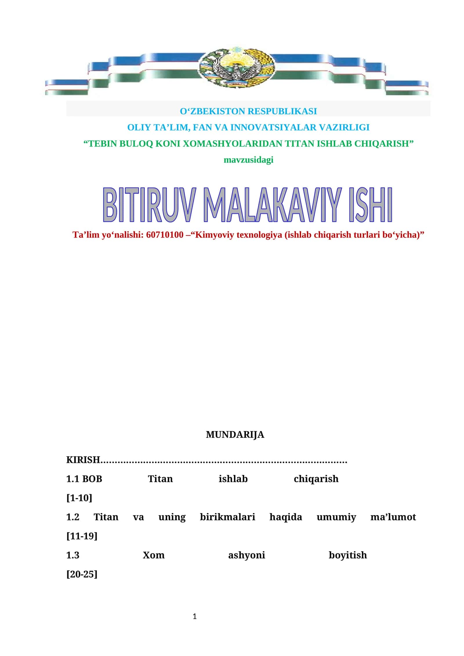 TEBIN BULOQ KONI XOMASHYOLARIDAN TITAN ISHLAB CHIQARISH 1