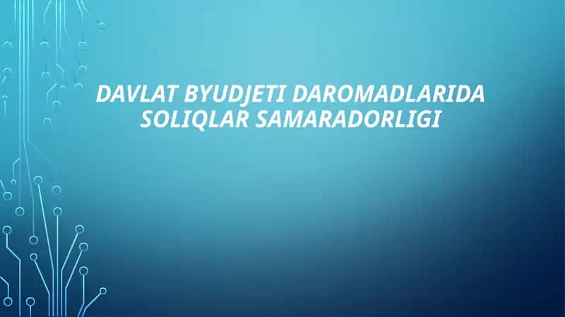 Davlat byudjeti daromadlarida soliqlar samaradorligi 1