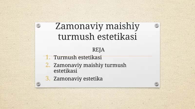 Zamonaviy maishiy turmush estetikasi 1