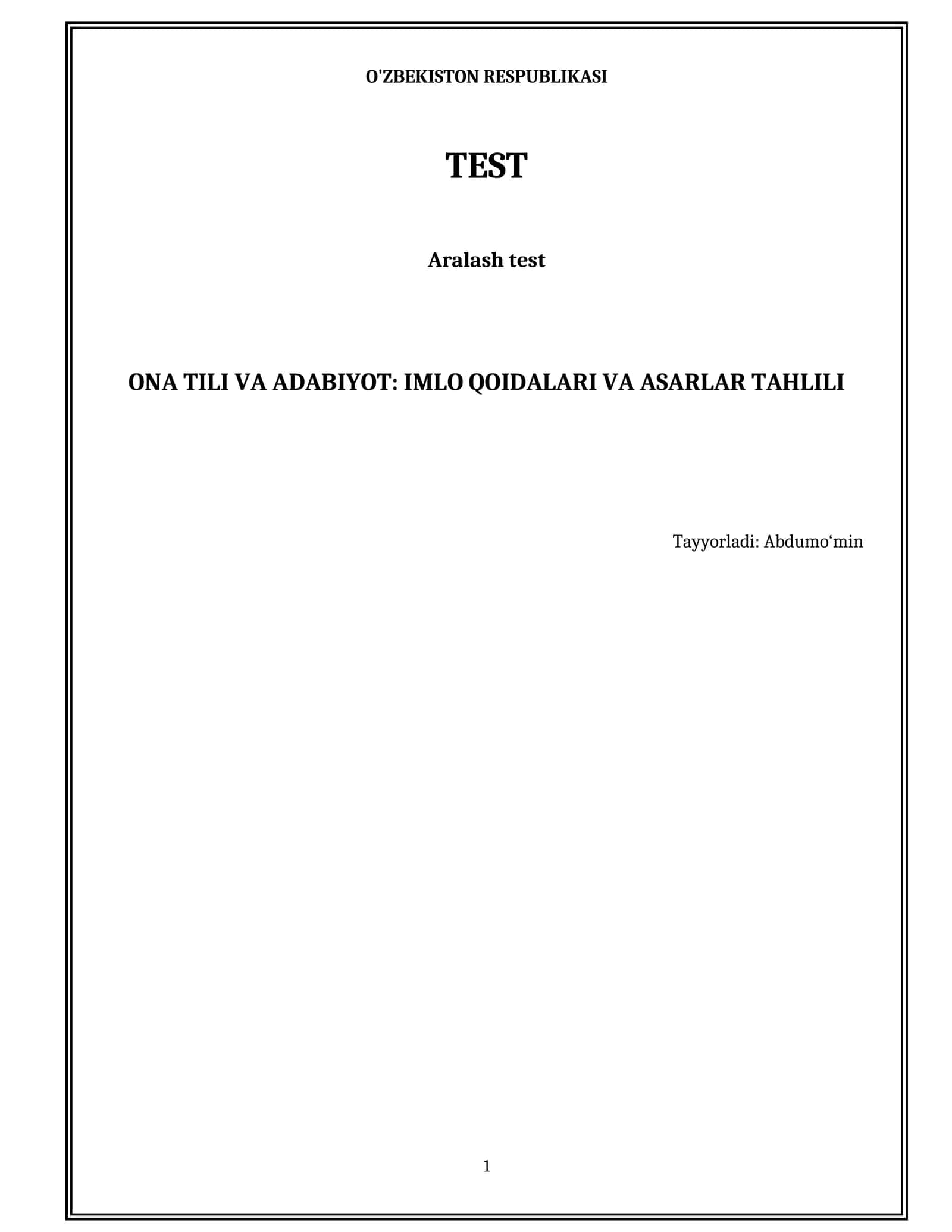 ONA TILI VA ADABIYOT: IMLO QOIDALARI VA ASARLAR TAHLILI 1