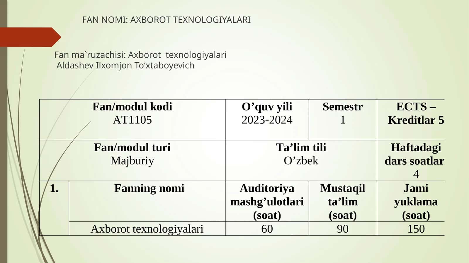 AXBOROT TEXNOLOGIYALARI 1