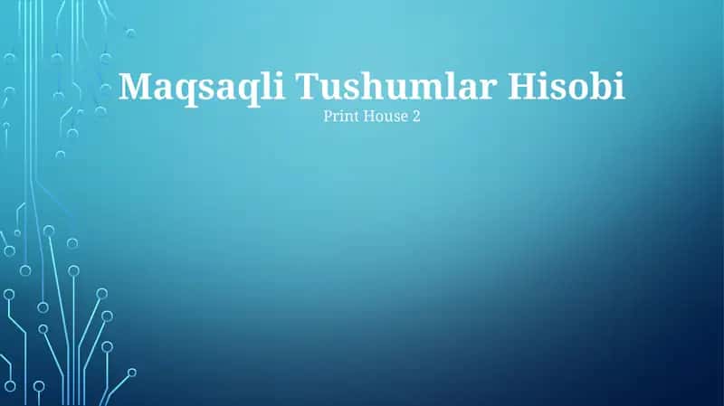 Maqsaqli Tushumlar Hisobi 1