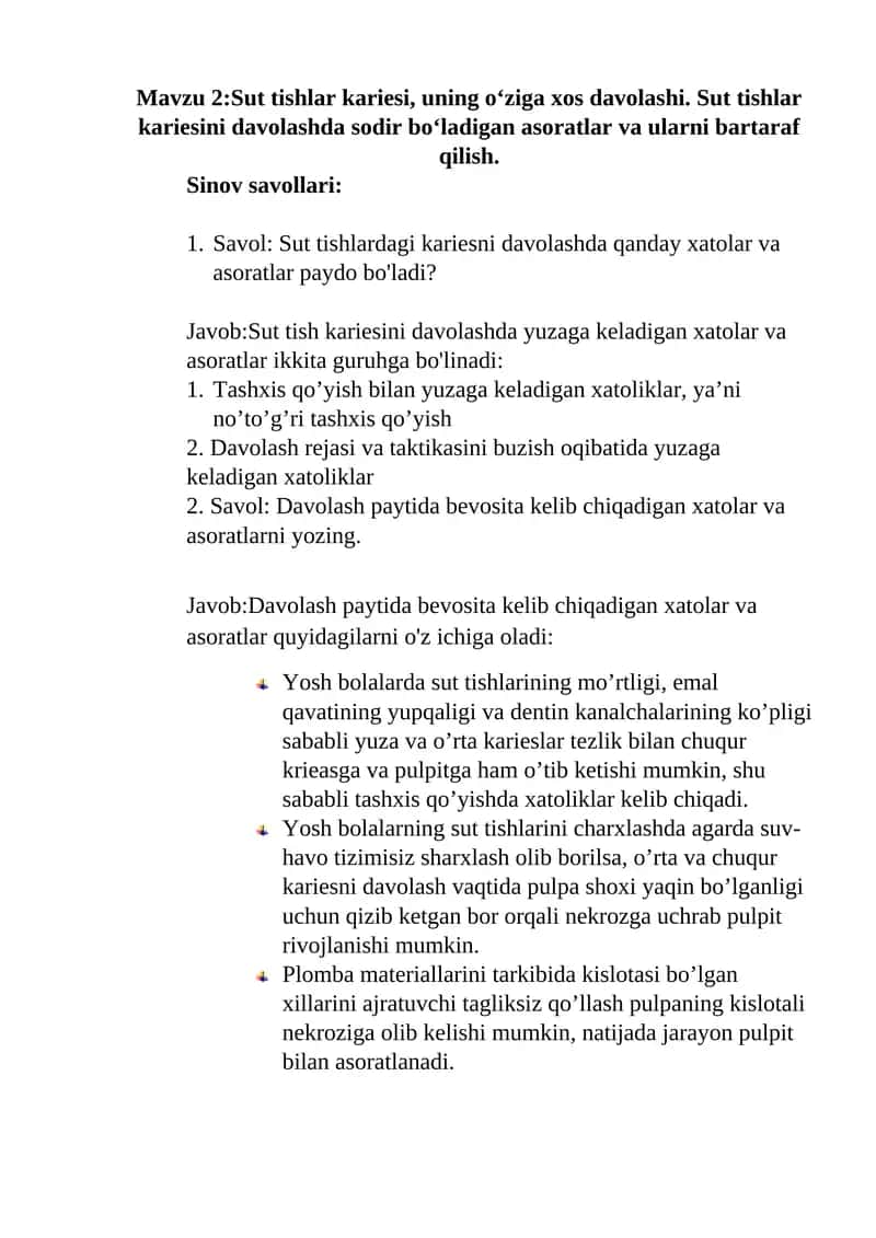 Sut tishlar kariesi davolashi 1