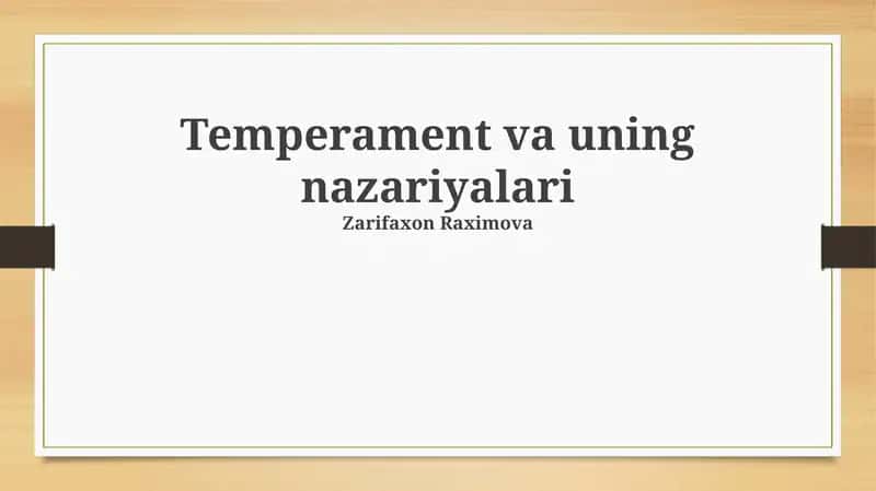 Temperament va uning nazariyalari 1