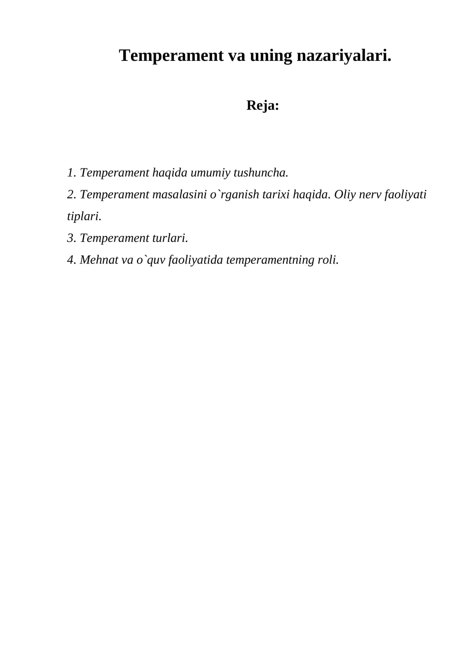 Temperament va uning nazariyalari 1