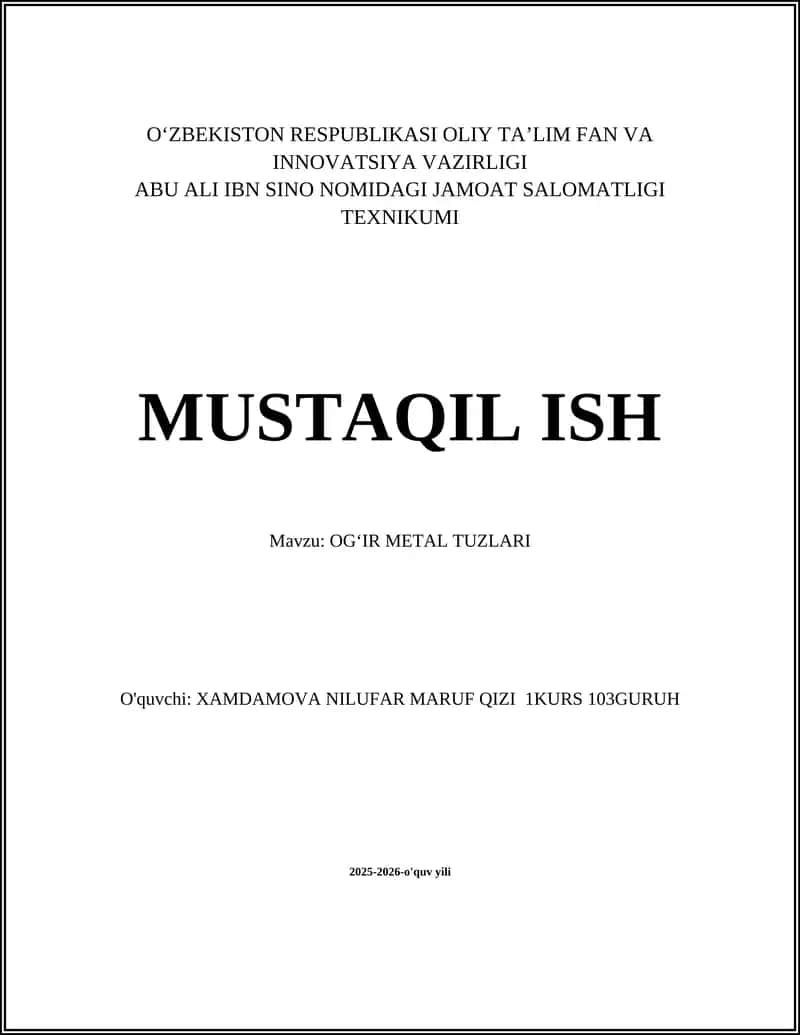 OGʻIR METAL TUZLARI 1