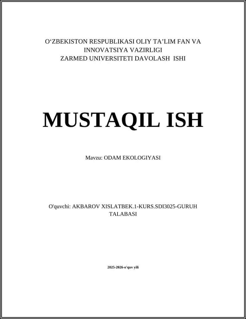 Odam Ekologiyasi 1