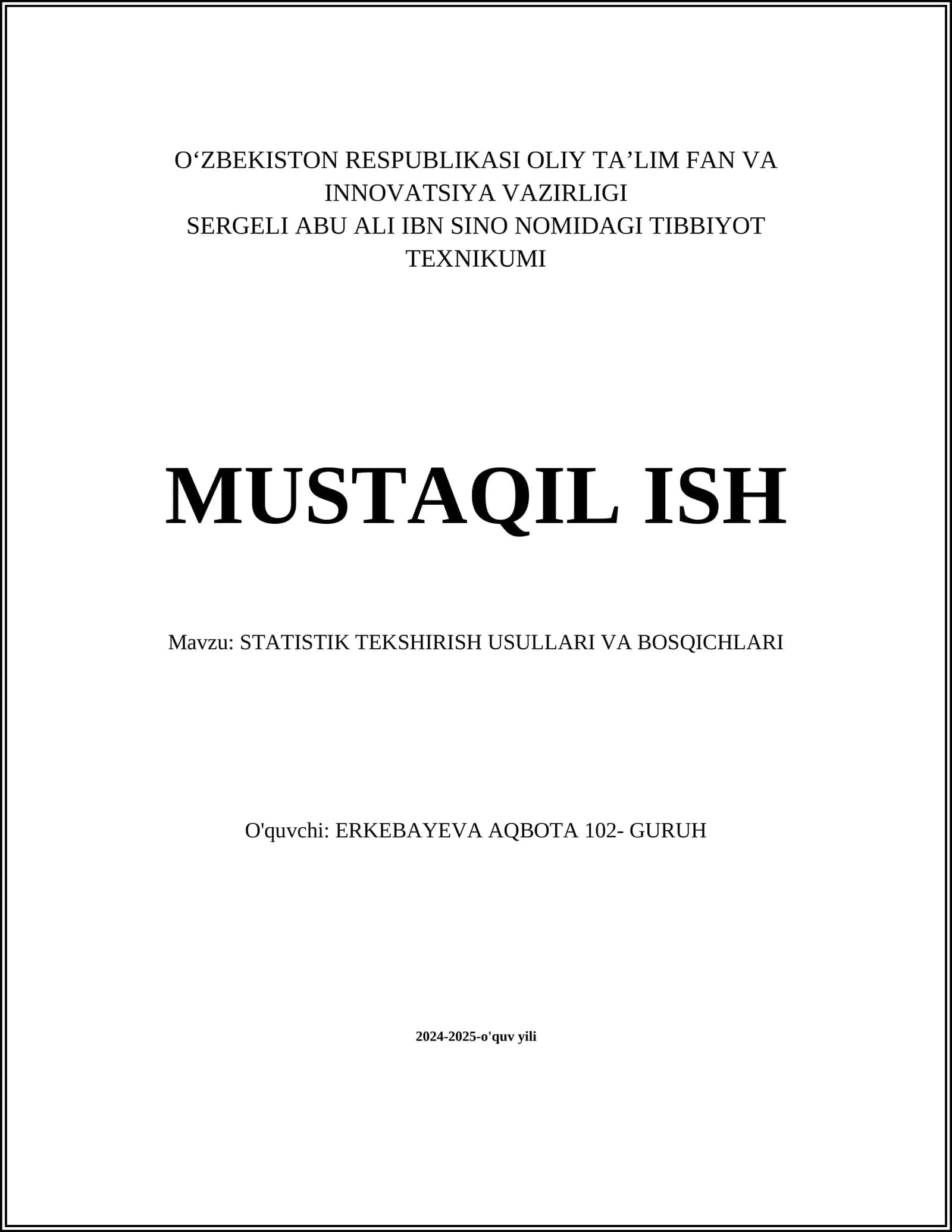STATISTIK TEKSHIRISH USULLARI VA BOSQICHLARI 1