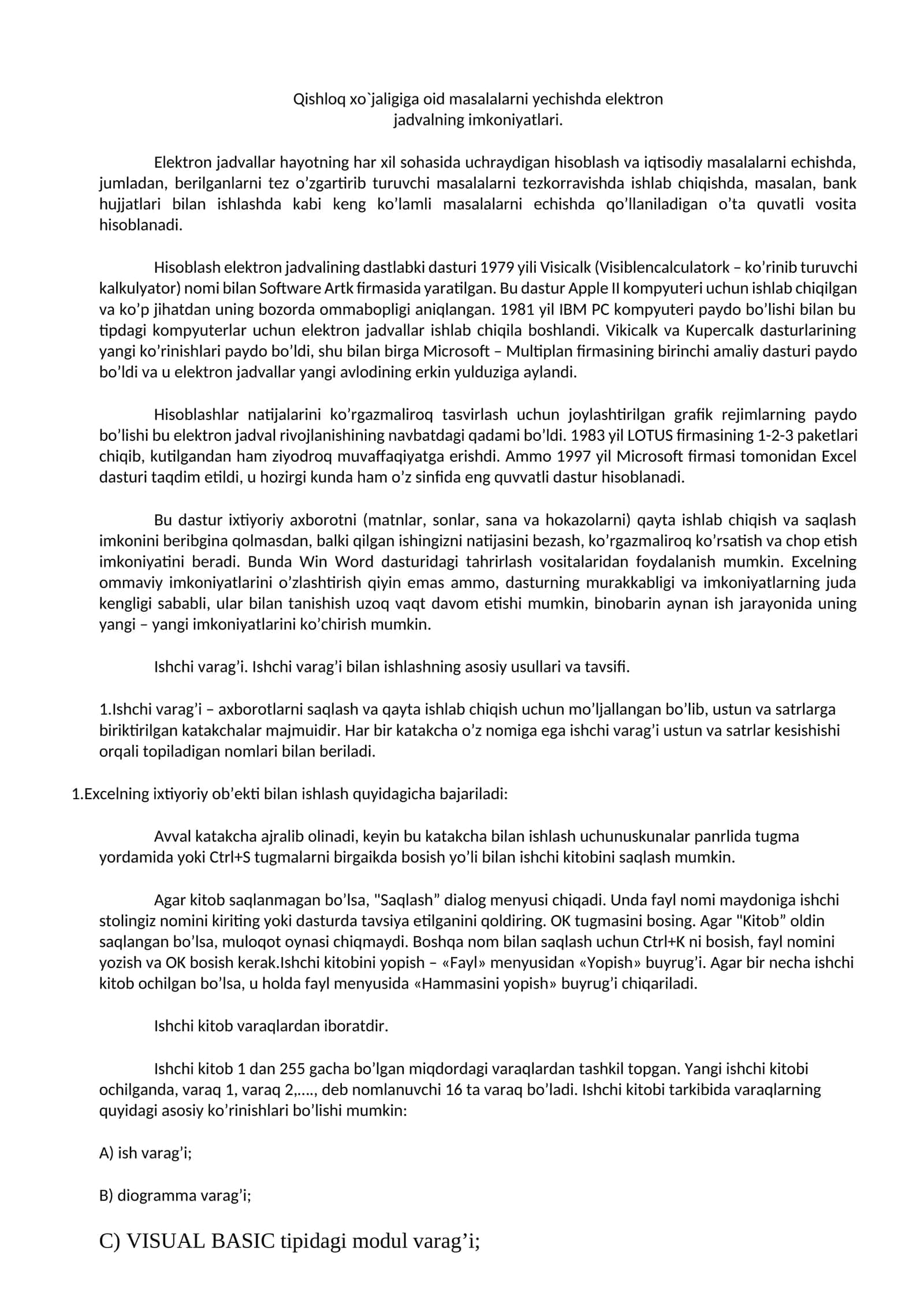 Elektron jadvallar 1