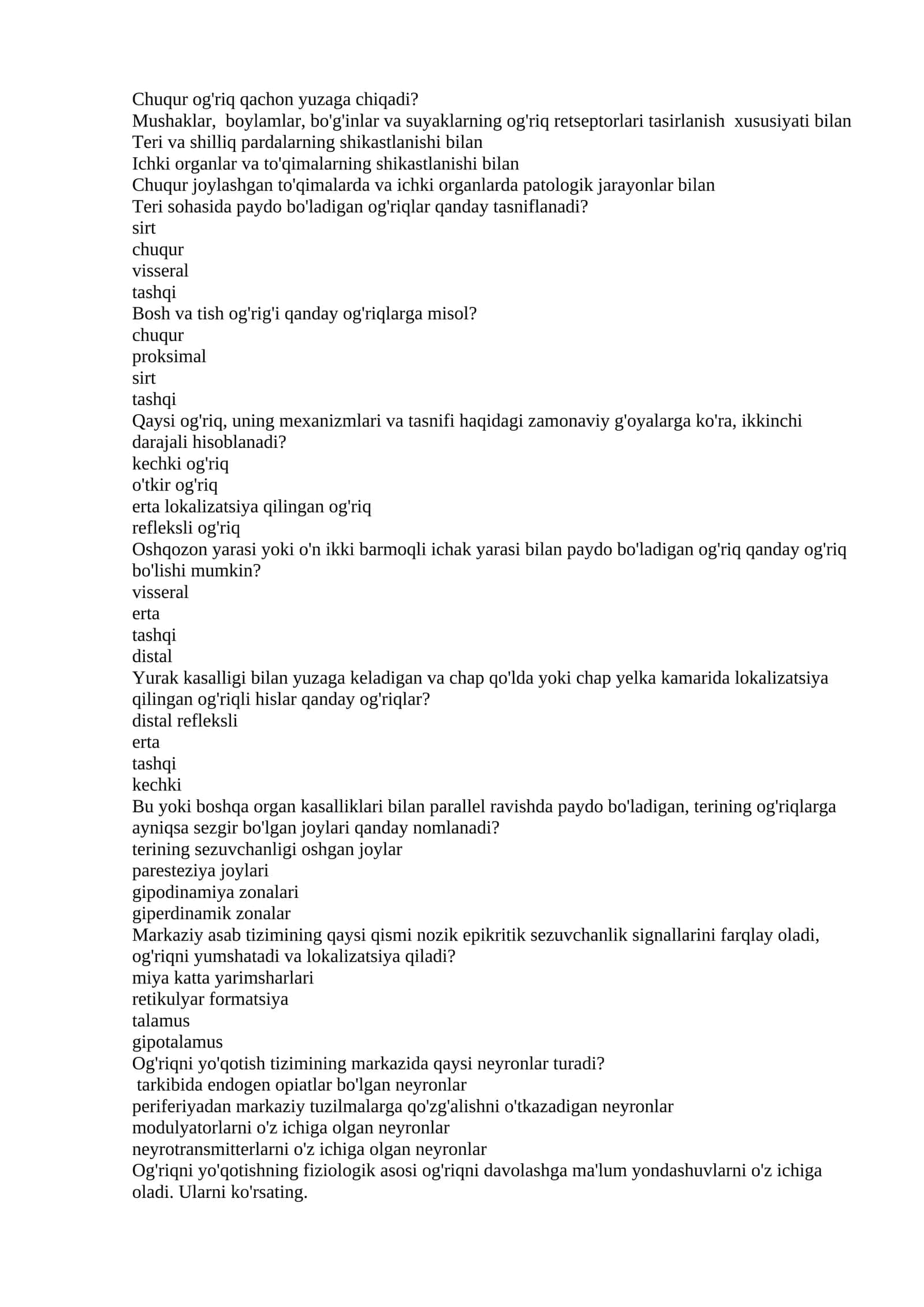 Og'riqlar bilan bog'liq kasalliklar 1