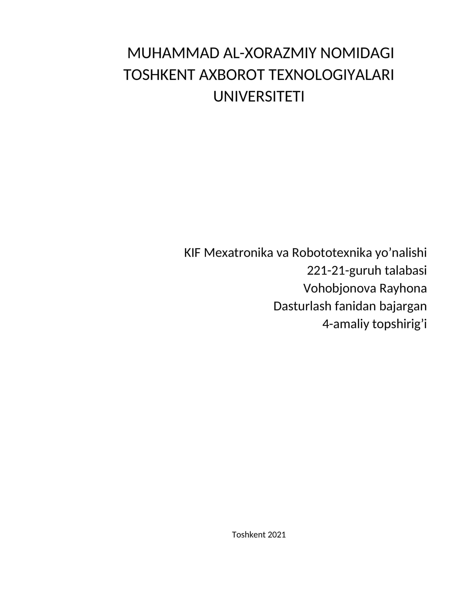 Muhammad al-Xorazmiy nomidagi Toshkent Axborot Texnologiyalari Universiteti 1