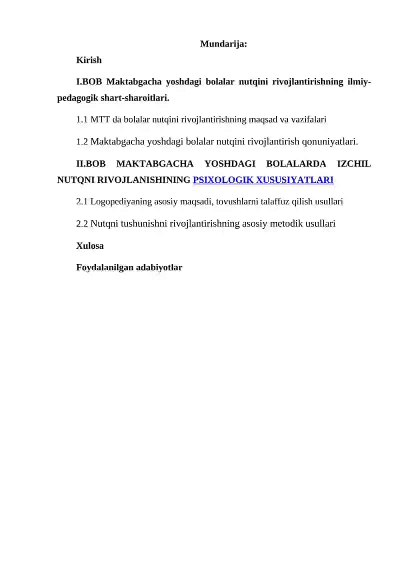 Maktabgacha yoshdagi bolalar nutqini rivojlantirishning ilmiy-pedagogik shart-sharoitlari.