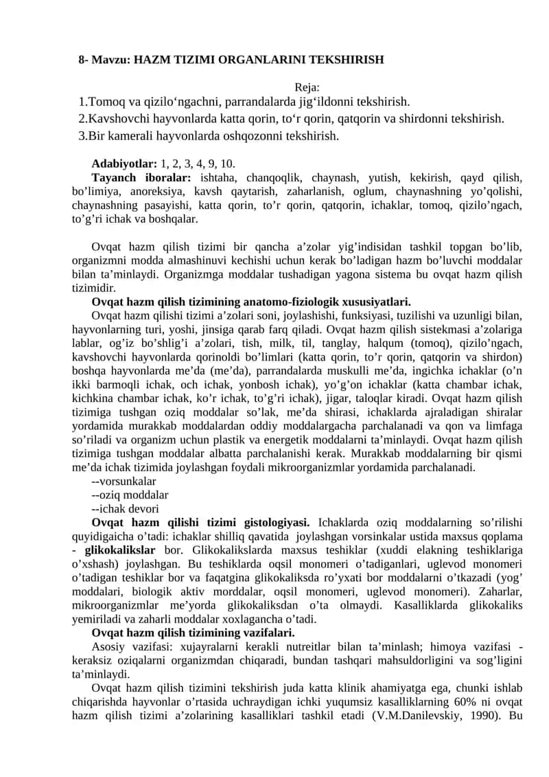 HAZM TIZIMI ORGANLARINI TEKSHIRISH 1