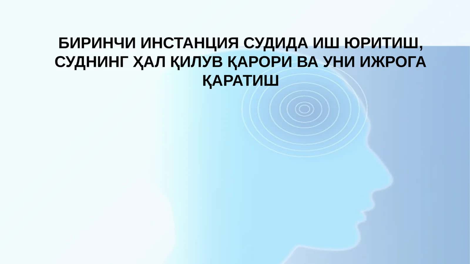 БИРИНЧИ ИНСТАНЦИЯ СУДИДА ИШ ЮРИТИШ, СУДНИНГ ҲАЛ ҚИЛУВ ҚАРОРИ ВА УНИ ИЖРОГА ҚАРАТИШ 1