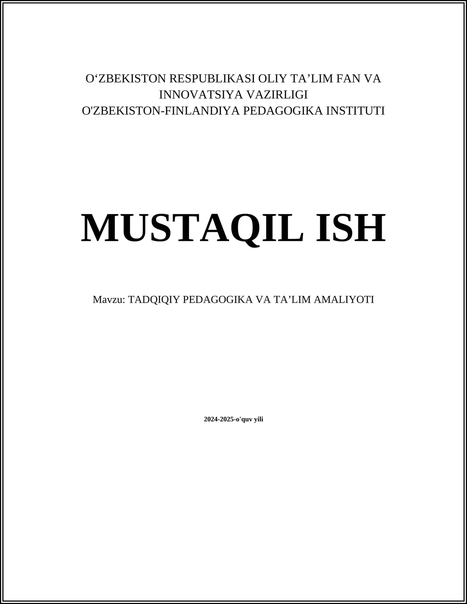 TADQIQIY PEDAGOGIKA VA TAʼLIM AMALIYOTI 1