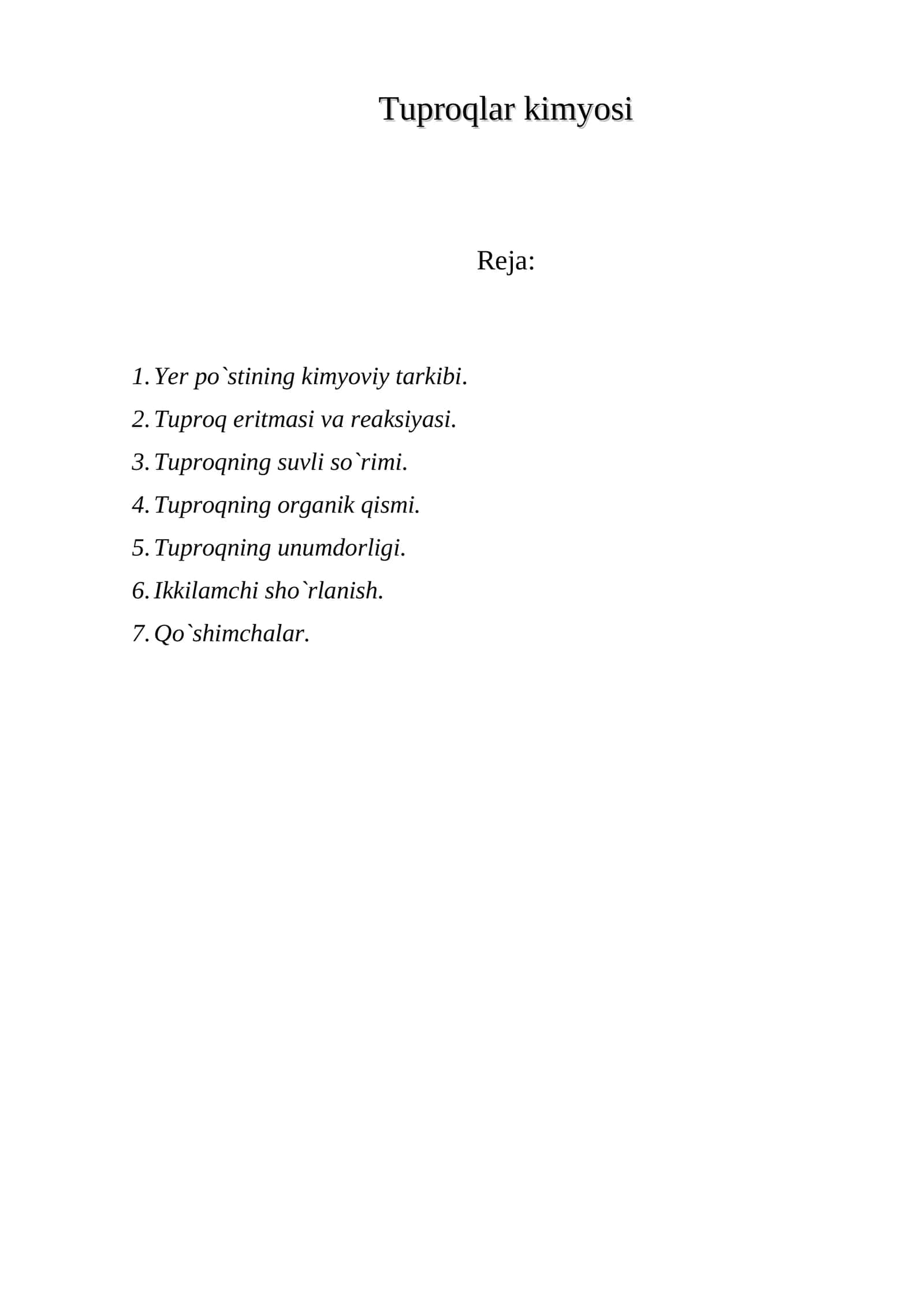 Tuproqlar kimyosi 1
