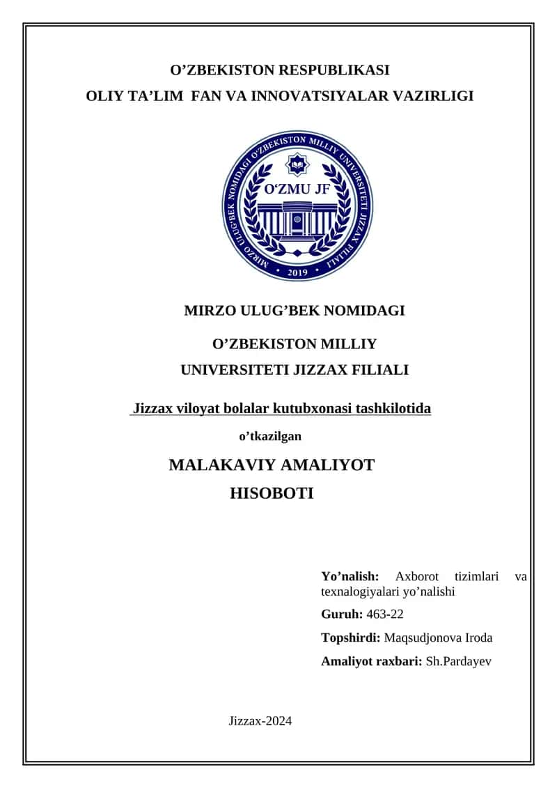 Axborot tizimlari va texnalogiyalari yo’nalishi 1