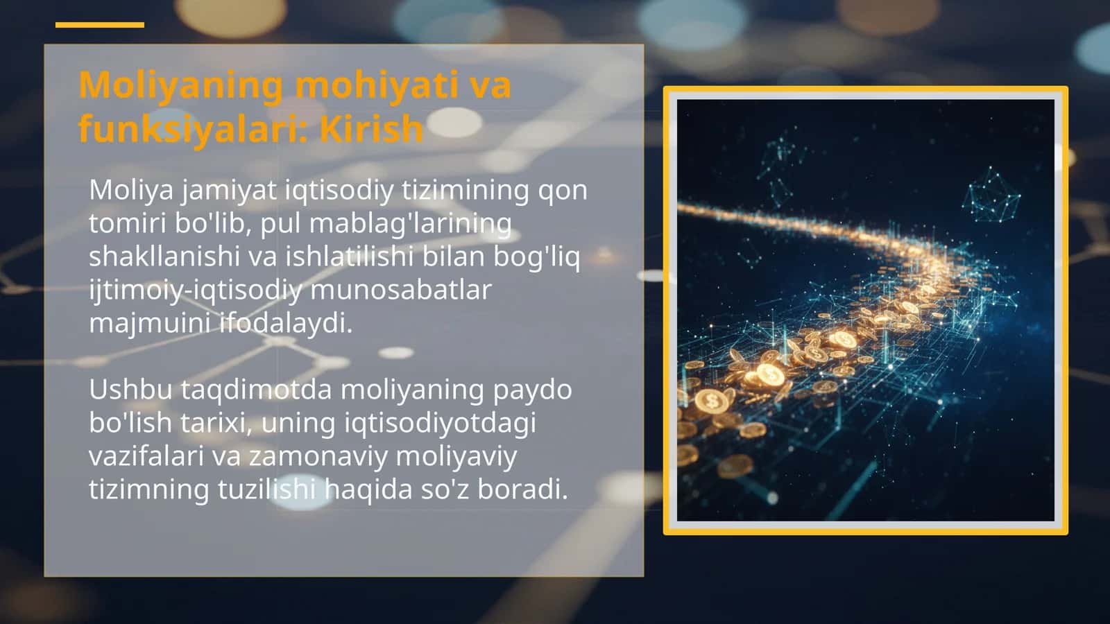 Moliyaning mohiyati va funksiyalari: Kirish 1