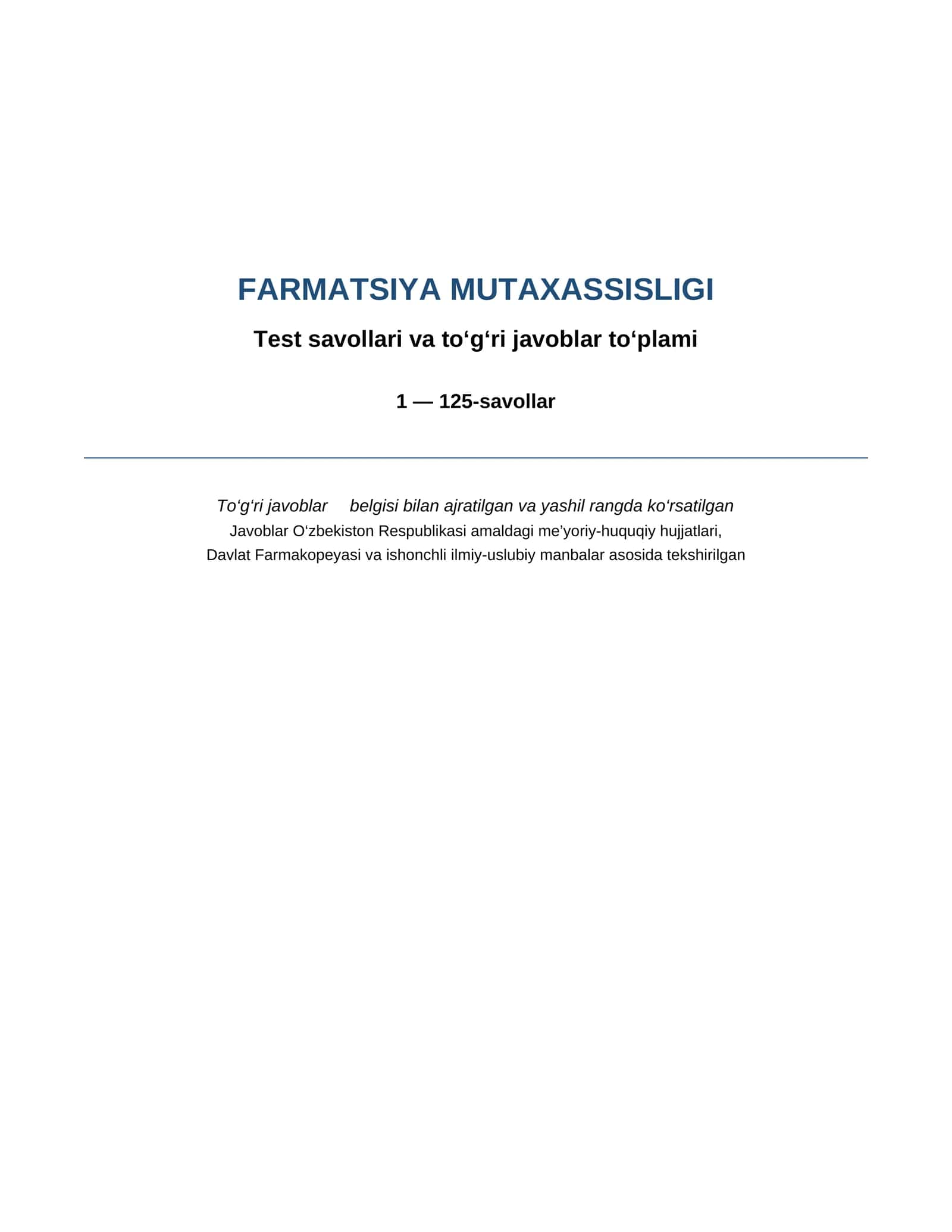 Farmatsiya mutaxassisligi 1