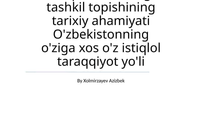 O'zbekistonning Mustaqillikka Yoli 1