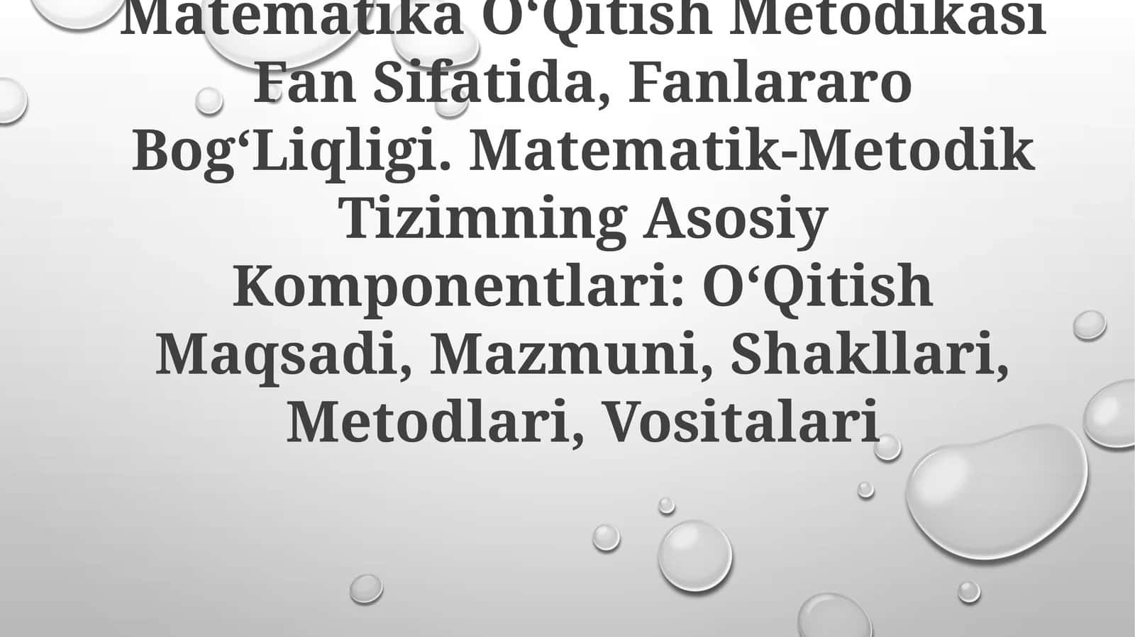 BoshlangʻIch Sinflarda Matematika OʻQitish Metodikasi Fan Sifatida 1