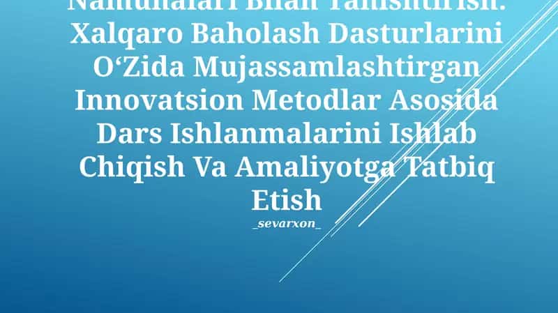 Timss, Pisa, Agma, Talis Xalqaro Baholash Dasturlari 1