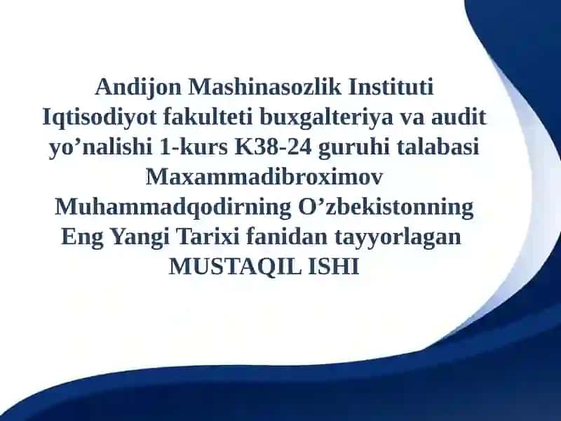 O’zbekistonning Eng Yangi Tarixi