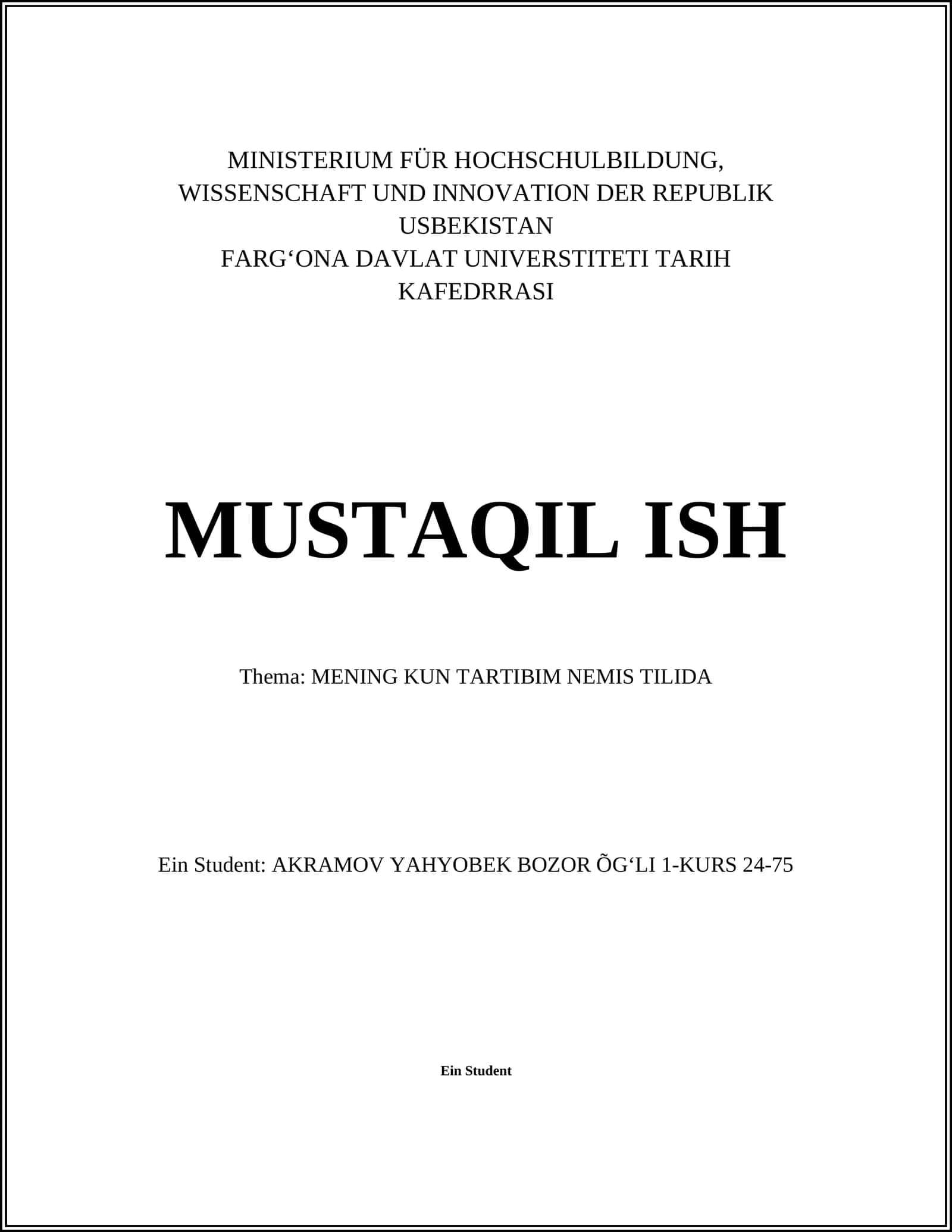 MENING KUN TARTIBIM NEMIS TILIDA 1