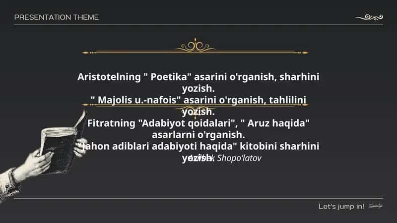 Fitratning "Adabiyot qoidalari", " Aruz haqida" asarlarni o'rganish 1