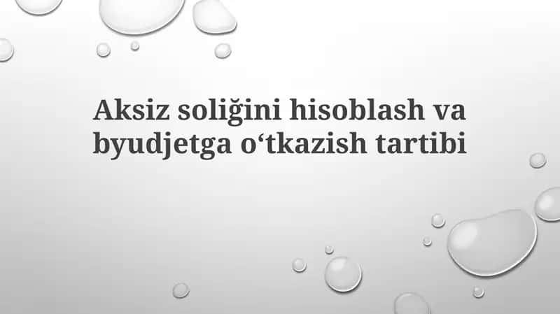 Aksizsoliğini hisoblash va byudjetga oʻtkazish tartibi 1