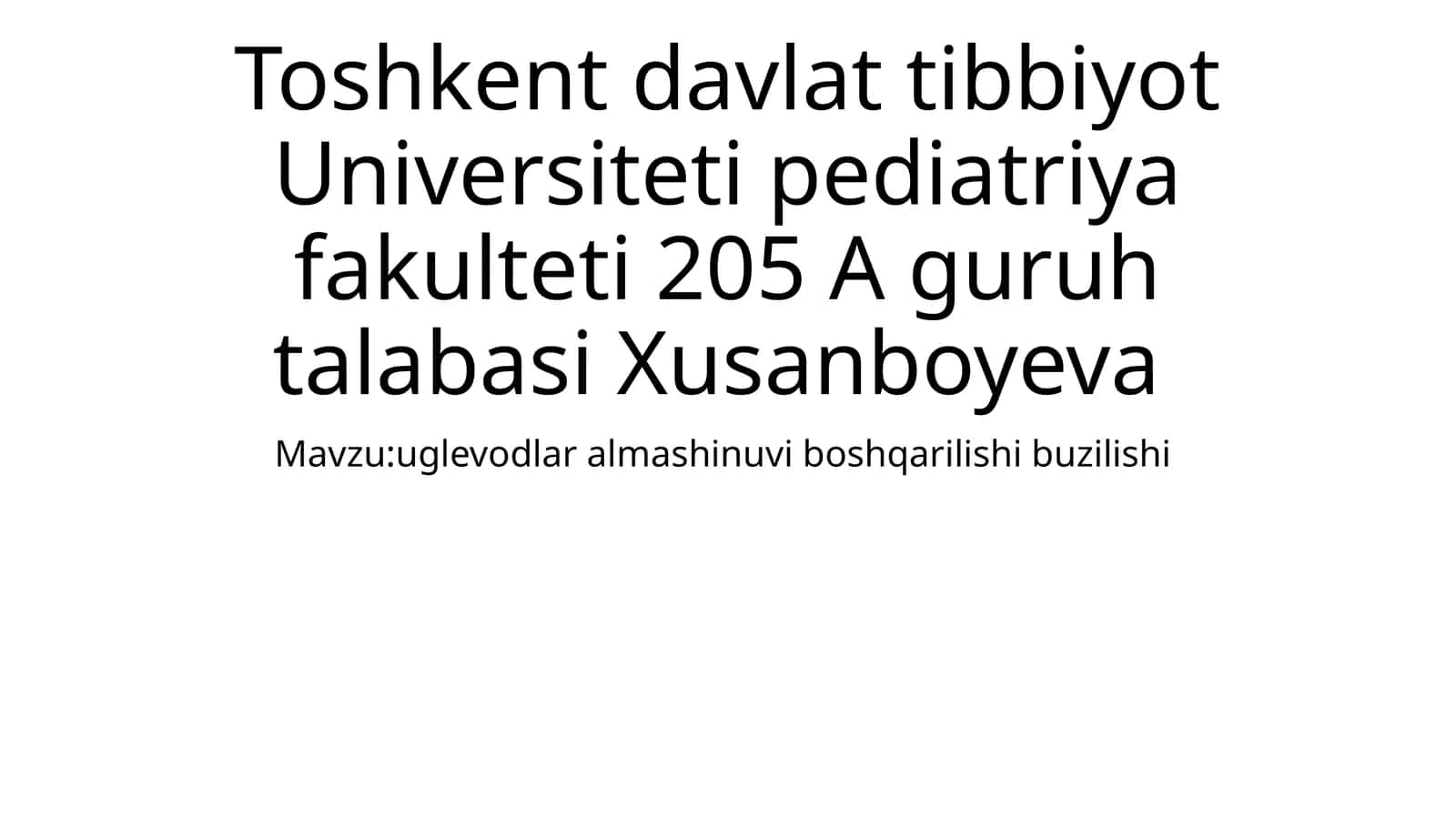 uglevodlar almashinuvi boshqarilishi buzilishi 1