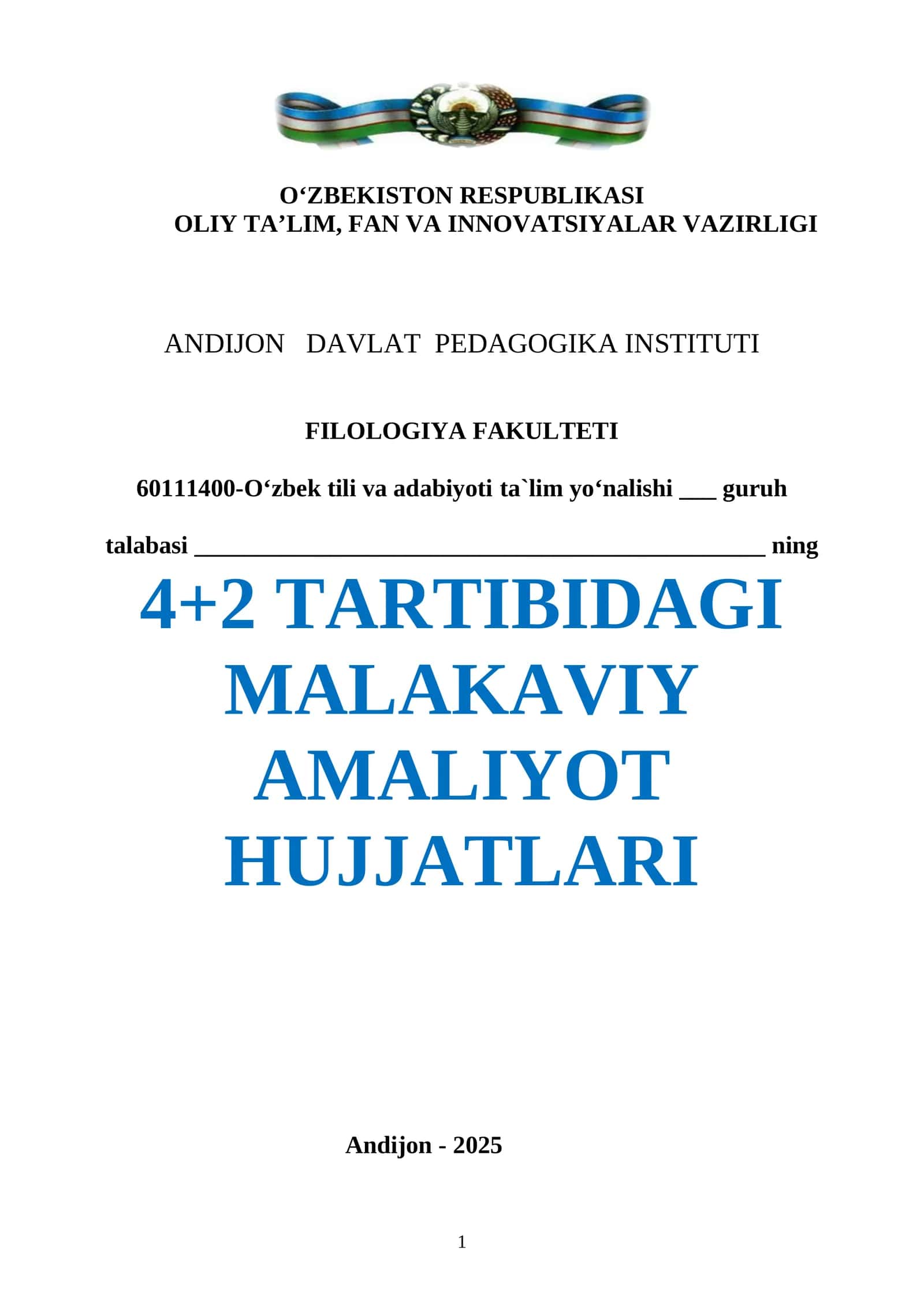 4+2 TARTIBIDAGI MALAKAVIY AMALIYOT HUJJATLARI 1