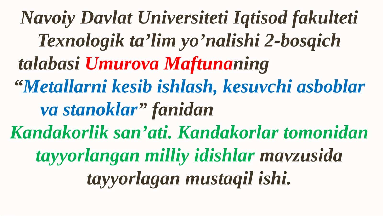 Kandakorlik San'ati va Milliy Idishlar 1